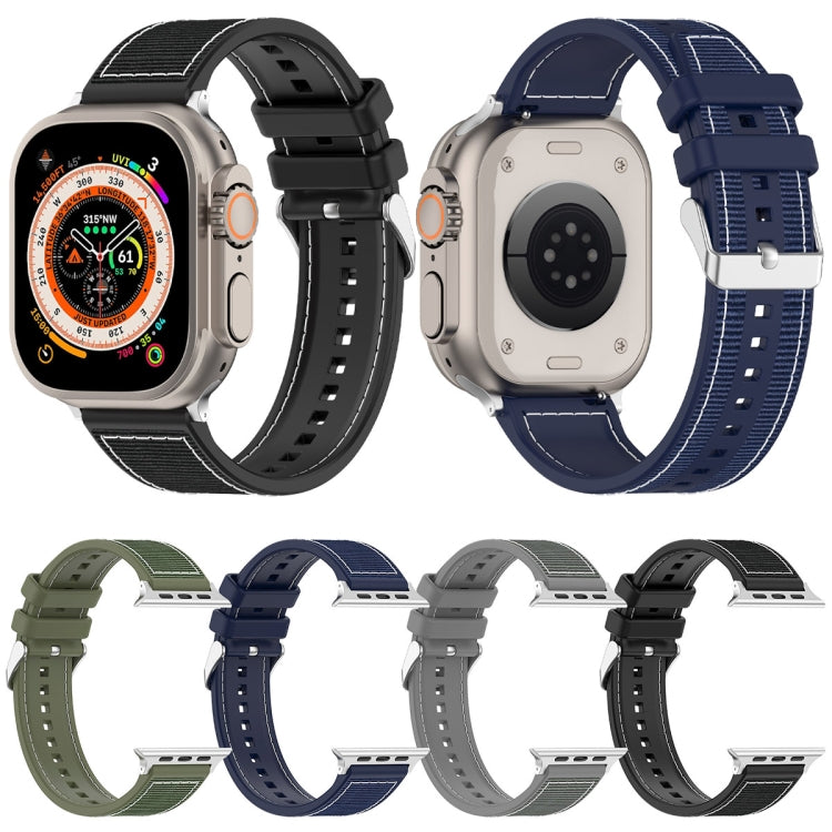 Sandsberg | Für Apple Watch Series 9 41mm Ordentliche Schnalle Hybrid Nylon Geflochtenes Silikon Uhrenarmband (Grün)