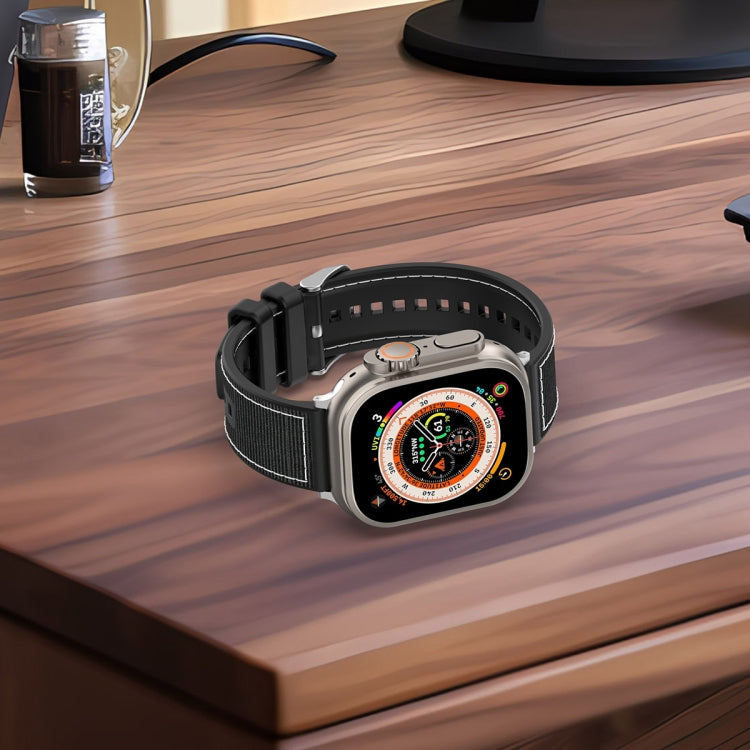 Sandsberg | Für Apple Watch Series 9 41mm Ordentliche Schnalle Hybrid Nylon Geflochtenes Silikon Uhrenarmband (Grün)