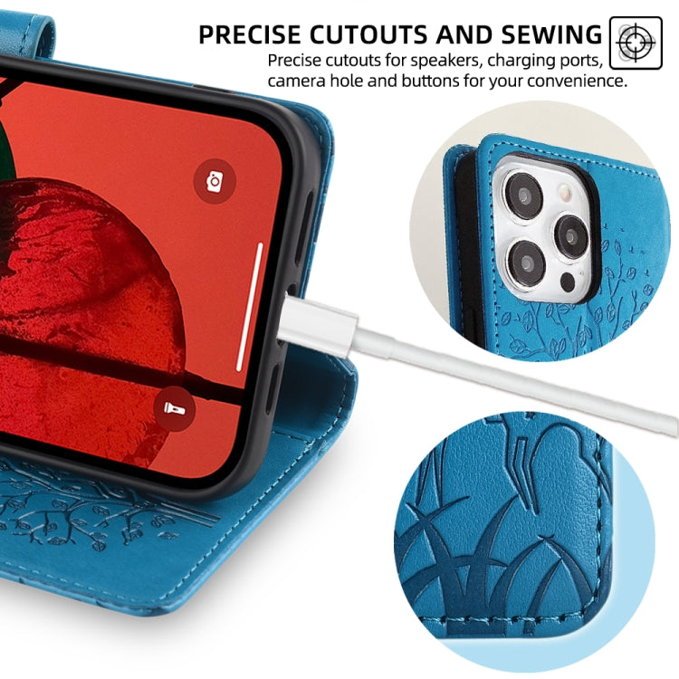 Sandsberg | Für Samsung Galaxy S23 5G Baum & Hirsch Prägung Leder Handyhülle (Blau)