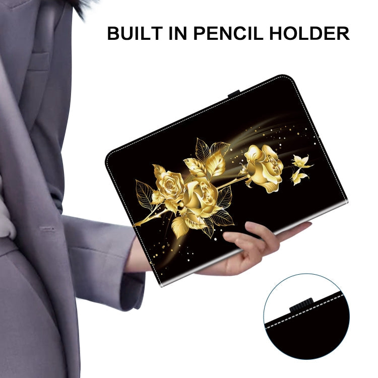 Sandsberg | Für Lenovo Tab P11 Gen 2 11,5 Crystal Texture Lackiertes Leder Tablett Etui (Gold Schmetterlingsrose)