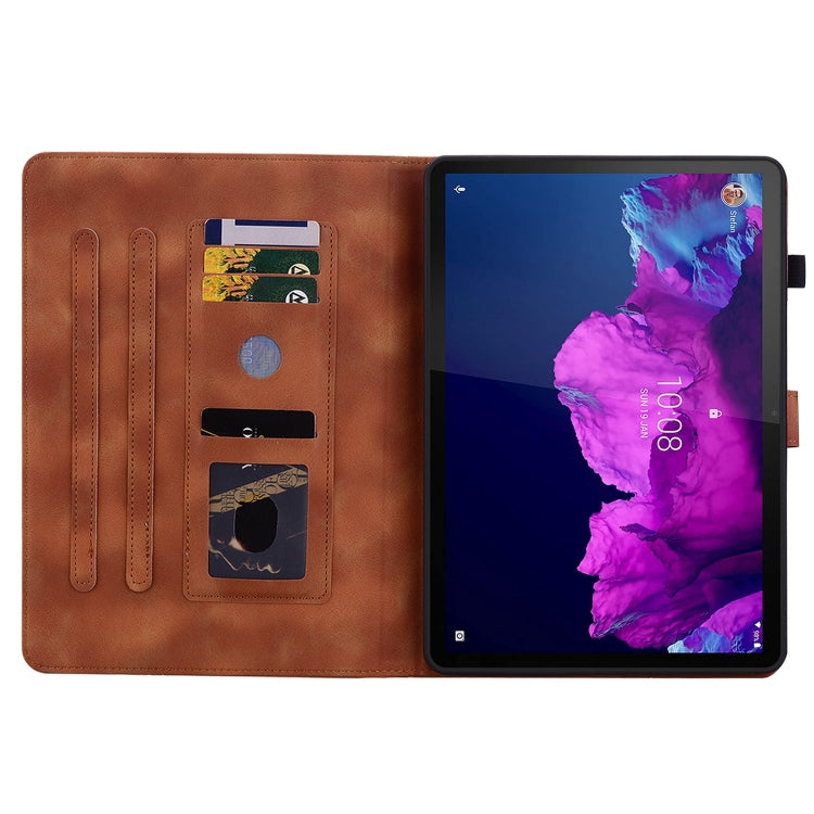 Sandsberg | Voor Lenovo Tab P11 / Xiaoxin Pad Plus Lily Geprofileerde Leren Tablet Hoes (Bruin)