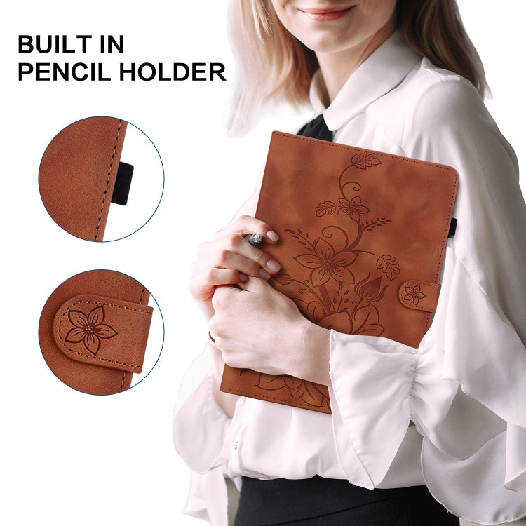 Sandsberg | Voor Lenovo Tab P11 / Xiaoxin Pad Plus Lily Geprofileerde Leren Tablet Hoes (Bruin)