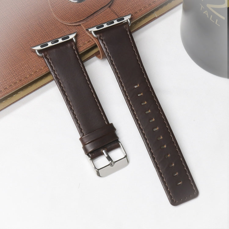 Sandsberg | Für Apple Watch Series 7 41mm / 6 & SE & 5 & 4 40mm / 3 & 2 & 1 38mm Square Tail Retro Crazy Horse Textur Leder Uhr Band (Dunkelbraun)