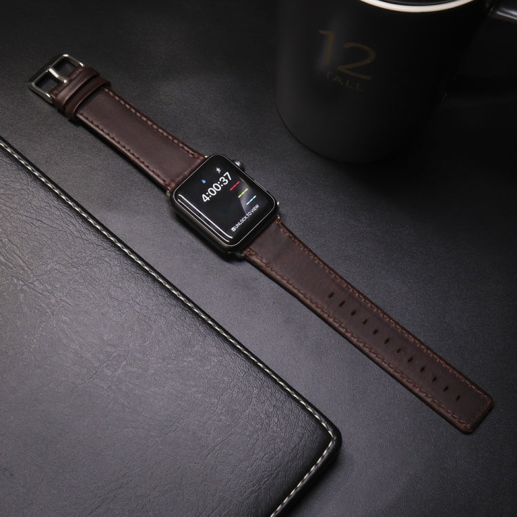 Sandsberg | Für Apple Watch Series 7 41mm / 6 & SE & 5 & 4 40mm / 3 & 2 & 1 38mm Square Tail Retro Crazy Horse Textur Leder Uhr Band (Dunkelbraun)
