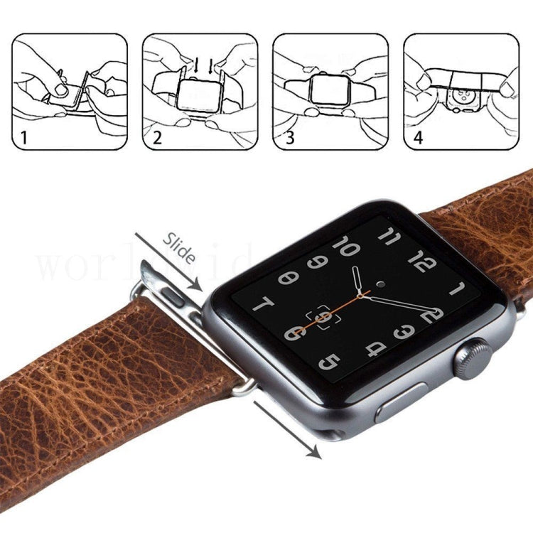 Sandsberg | Für Apple Watch Series 7 41mm / 6 & SE & 5 & 4 40mm / 3 & 2 & 1 38mm Square Tail Retro Crazy Horse Textur Leder Uhr Band (Dunkelbraun)