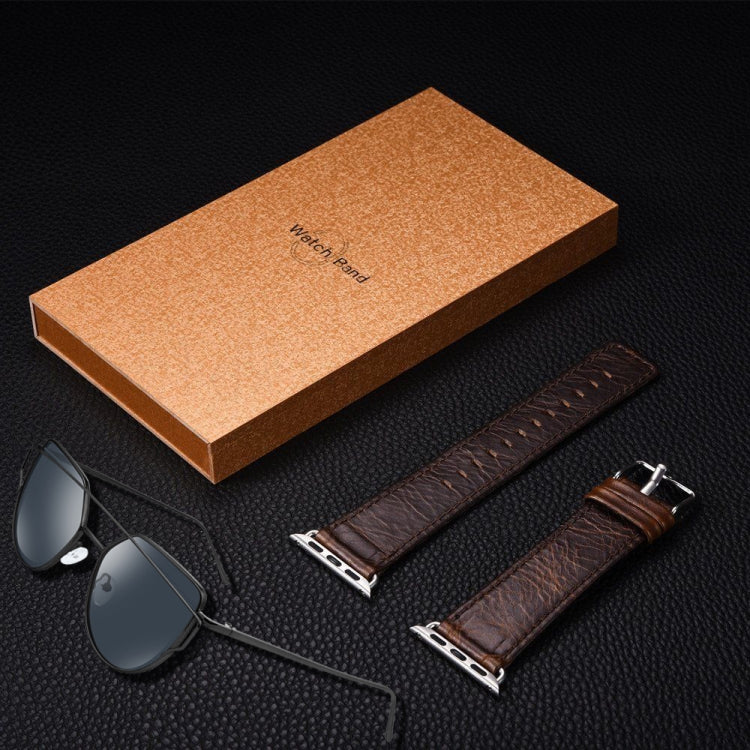Sandsberg | Für Apple Watch Series 7 41mm / 6 & SE & 5 & 4 40mm / 3 & 2 & 1 38mm Square Tail Retro Crazy Horse Textur Leder Uhr Band (Dunkelbraun)