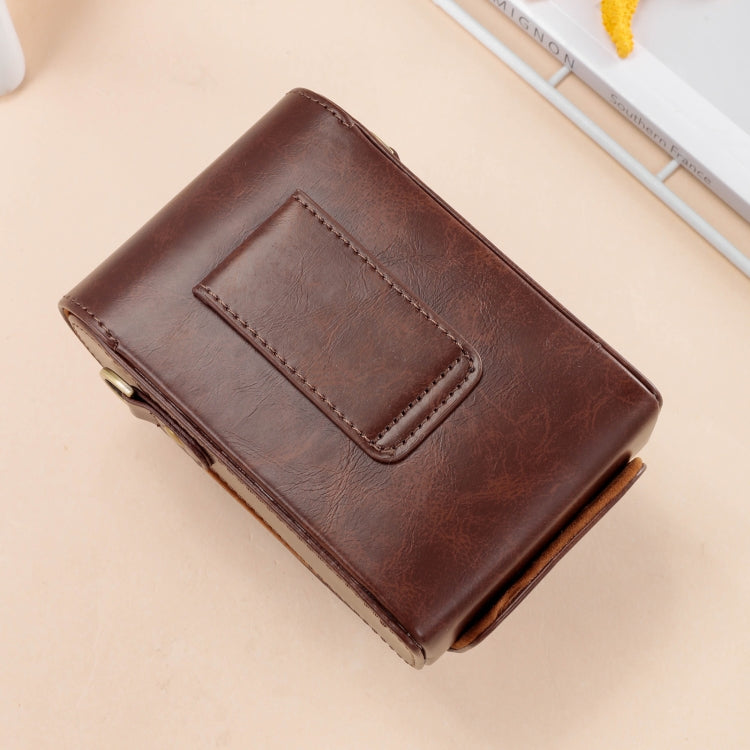 For FUJIFILM X100VI Full Body Leather Camera Case Bag with Strap(Coffee)