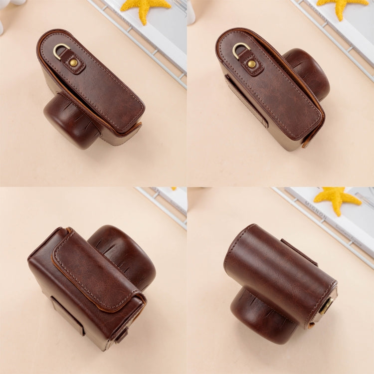 For FUJIFILM X100VI Full Body Leather Camera Case Bag with Strap(Coffee)