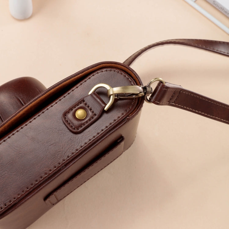 For FUJIFILM X100VI Full Body Leather Camera Case Bag with Strap(Coffee)