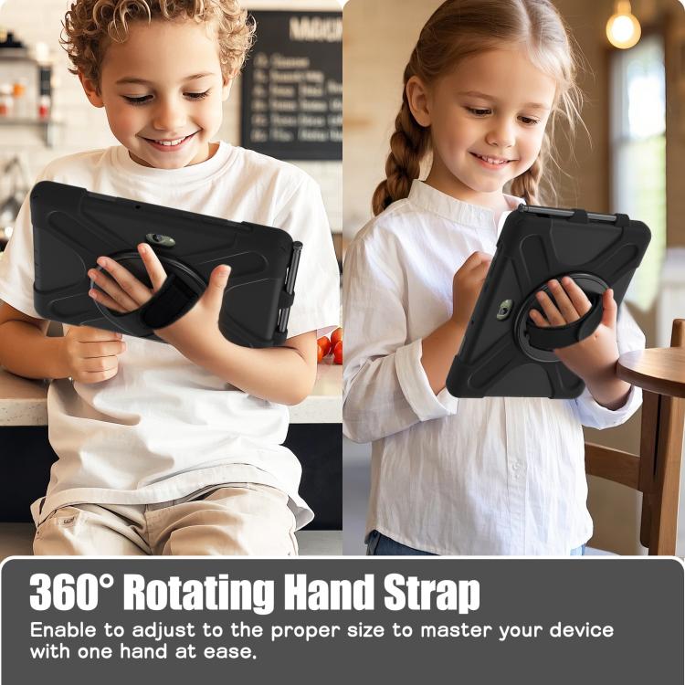 Sandsberg | Für Samsung Galaxy Tab Active Pro 10,1 Zoll 2019 / Tab Active4 Pro 2022 / Active 5 Pro 2025 Stoßsichere bunte Silikon + PC Schutzhülle mit Halter & Handgriffriemen (Schwarz)