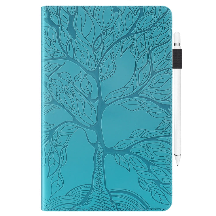 Sandsberg | Für Samsung Galaxy Tab A 10.5 T590 Life Tree Series Horizontale Flip-Lederhülle mit Halter & Kartenfächern & Stiftschlitz (See Blau)