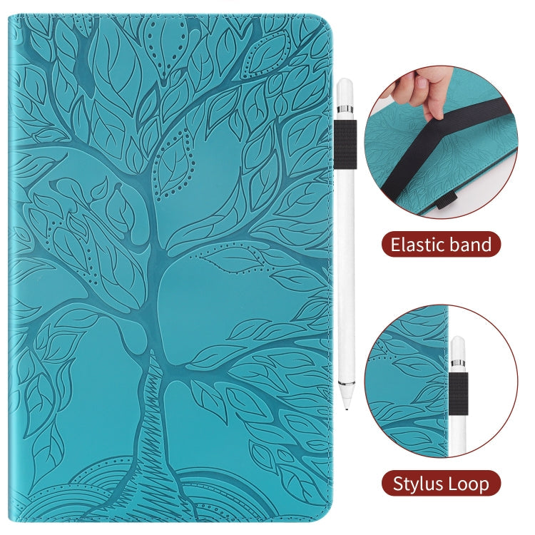Sandsberg | Für Samsung Galaxy Tab A 10.5 T590 Life Tree Series Horizontale Flip-Lederhülle mit Halter & Kartenfächern & Stiftschlitz (See Blau)