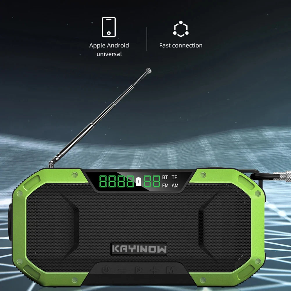 Radiopro | Tragbarer Notradio mit AM/FM, Solar- und Handkurbel, USB-aufladbar, Wiederaufladbare AA-Batterien