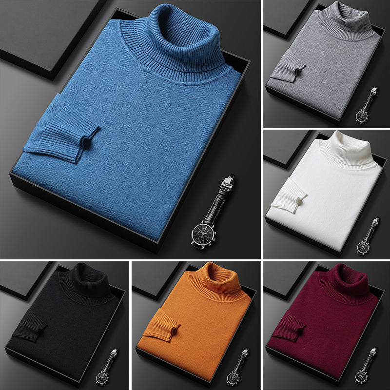 Herren einfarbiger Rollkragenpullover