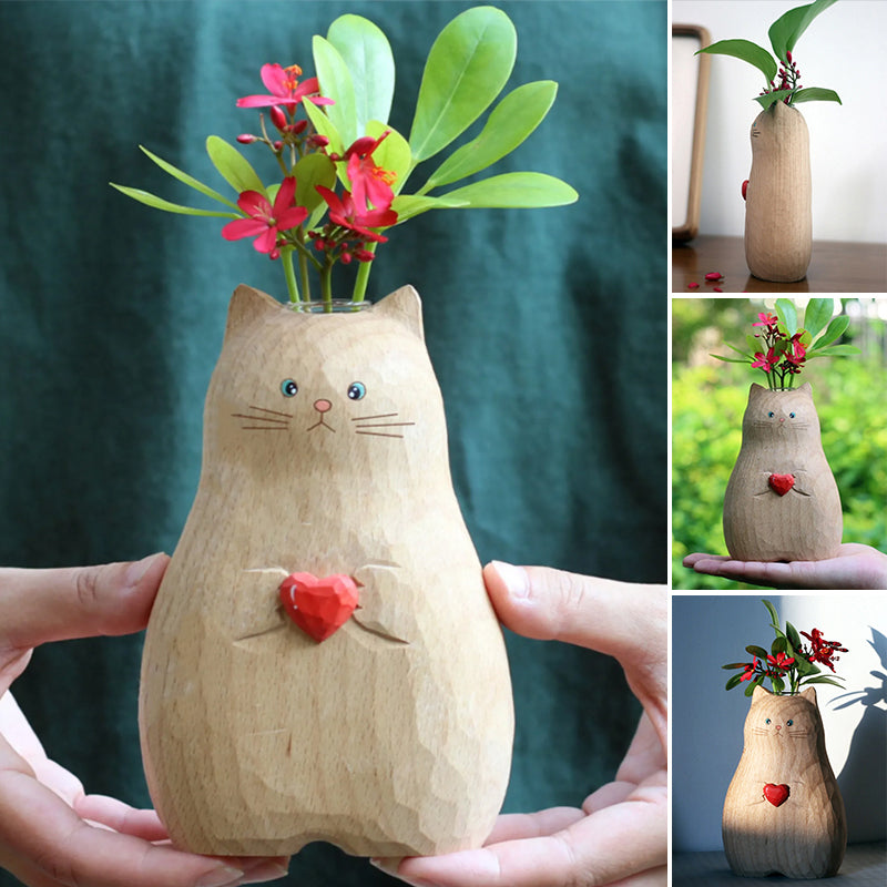 Handgefertigte Katzenvase
