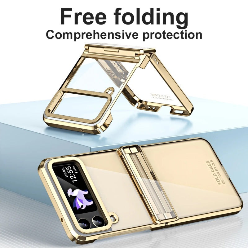 Transparente galvanische Phantomscharnier-Telefonhülle für Samsung Galaxy Z Flip 5 4