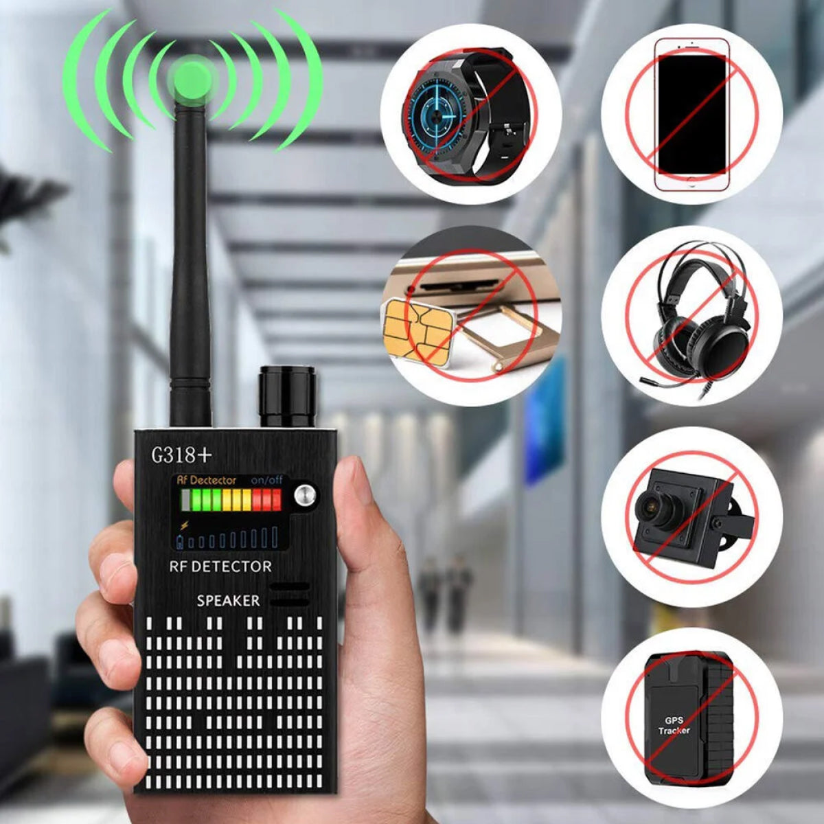 Spy Detector | RF Abhörgerät, Versteckte Kamera & GPS Tracker Finder mit Laserlinse - Anti-Spionage Signal Schutz