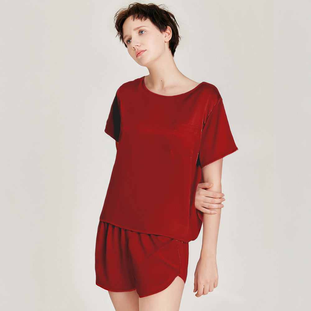 Damen Haustierhaarebeständige Waschbare Eissilk-Pyjama-Set