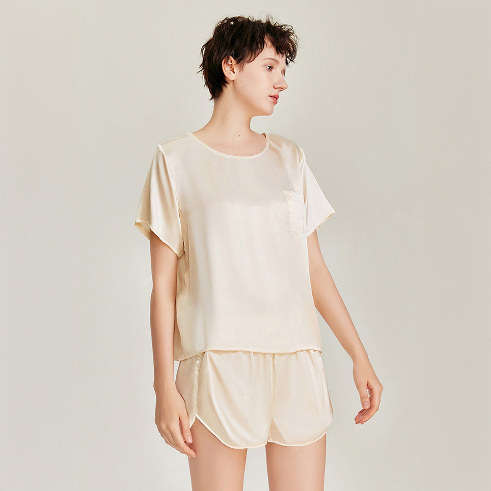 Damen Haustierhaarebeständige Waschbare Eissilk-Pyjama-Set