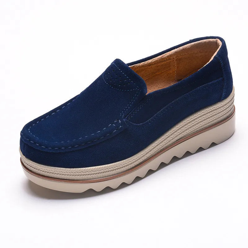 Frühling Frauen Flache Schuhe Plattform Sneaker Slip-On Flats Leder Wildleder Damen Slipper Freizeit Slipper