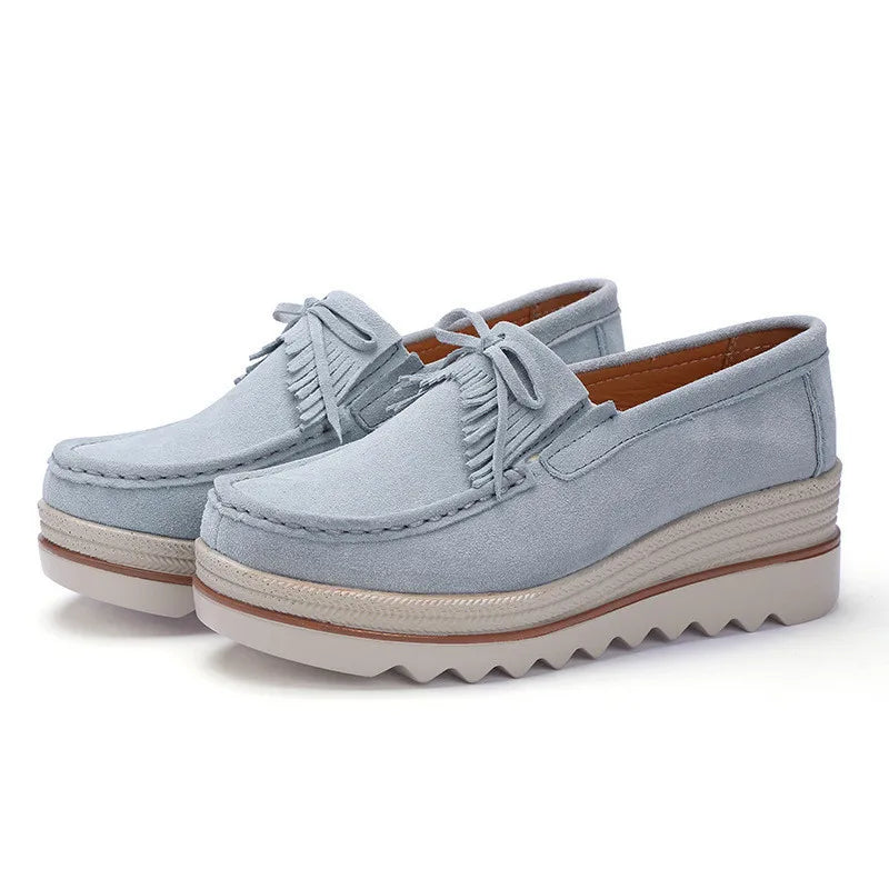 Frühling Frauen Flache Schuhe Plattform Sneaker Slip-On Flats Leder Wildleder Damen Slipper Freizeit Slipper
