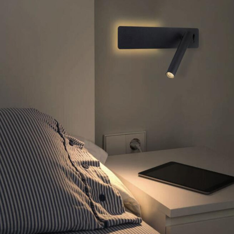 Draaibare LED-leeslamp voor aan de muur voor het bed