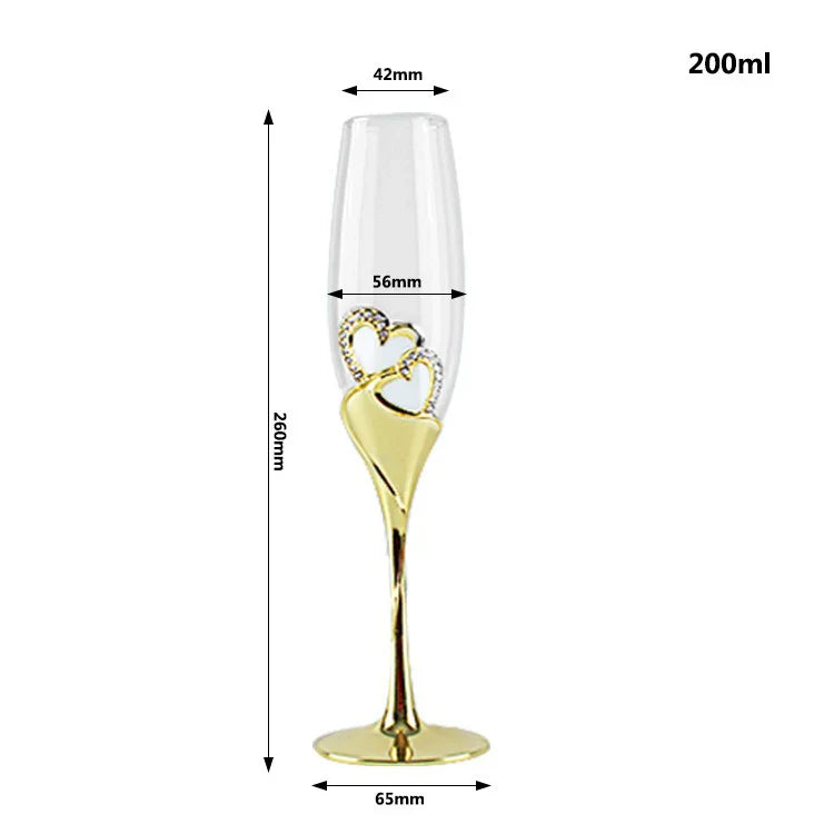 200 ml Kristall Champagnergläser Paar Hochzeitsgeschenk Partygläser Kristallgläser Barzubehör Weingläser Set mit goldenem Stiel