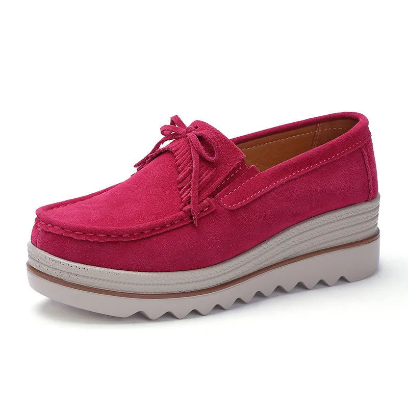 Frühling Frauen Flache Schuhe Plattform Sneaker Slip-On Flats Leder Wildleder Damen Slipper Freizeit Slipper