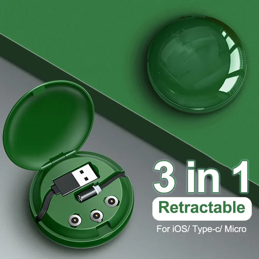 3in1 Universelles Rückziehbares Magnetisches Schnelllade-Kabel