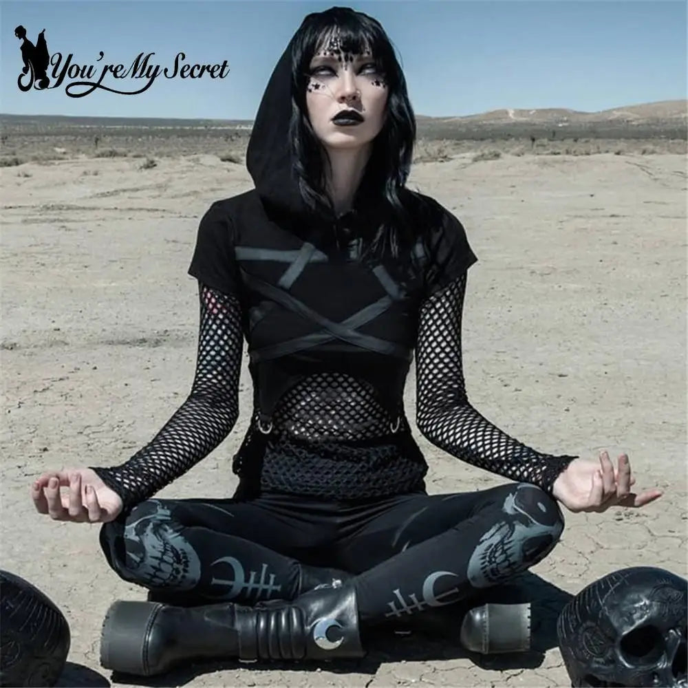 Gothic Leggings Für Frauen Ouija Workout-Hosen Dunkles Grunge Schwarze Katze Schädel Leggings Teufel Satan Leggings