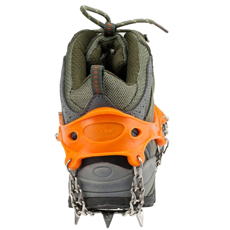 Sandsberg | Ein Paar 19 Zähne Anti-Rutsch Eisgreifer Wandern Klettern Ketten Schuhabdeckungen, Größe: M(Orange)