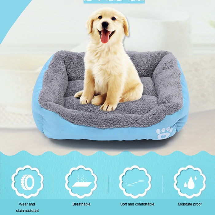 Sandsberg | Candy Color Vier Jahreszeiten Echtes Warmes Haustier Hundehütte Mat Teddy Hundematte, Größe: XXL, 95×72×18cm (Blau)