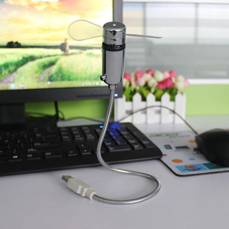Verstellbarer USB Gadget Mini LED Licht Ventilator Uhr