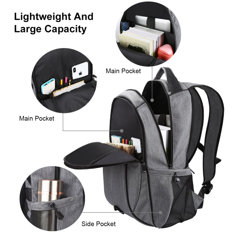 HAWEEL 14W Faltbarer Abnehmbarer Solar Power Outdoor Tragbarer Canvas Dual Shoulder Laptop Rucksack, USB-Ausgang: 5V 2.1A Max(Grau)