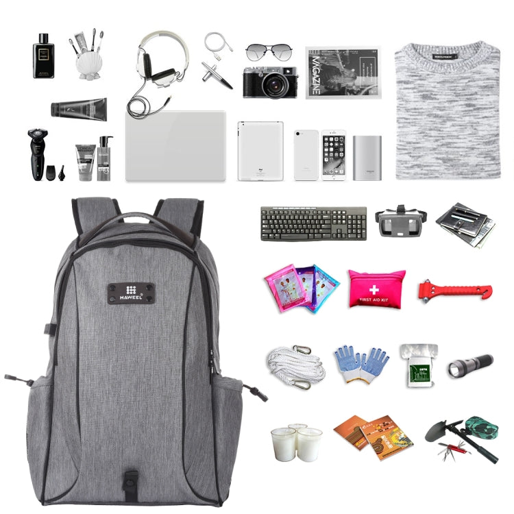 HAWEEL 14W Faltbarer Abnehmbarer Solar Power Outdoor Tragbarer Canvas Dual Shoulder Laptop Rucksack, USB-Ausgang: 5V 2.1A Max(Grau)