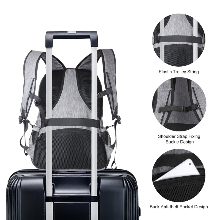 HAWEEL 14W Faltbarer Abnehmbarer Solar Power Outdoor Tragbarer Canvas Dual Shoulder Laptop Rucksack, USB-Ausgang: 5V 2.1A Max(Grau)