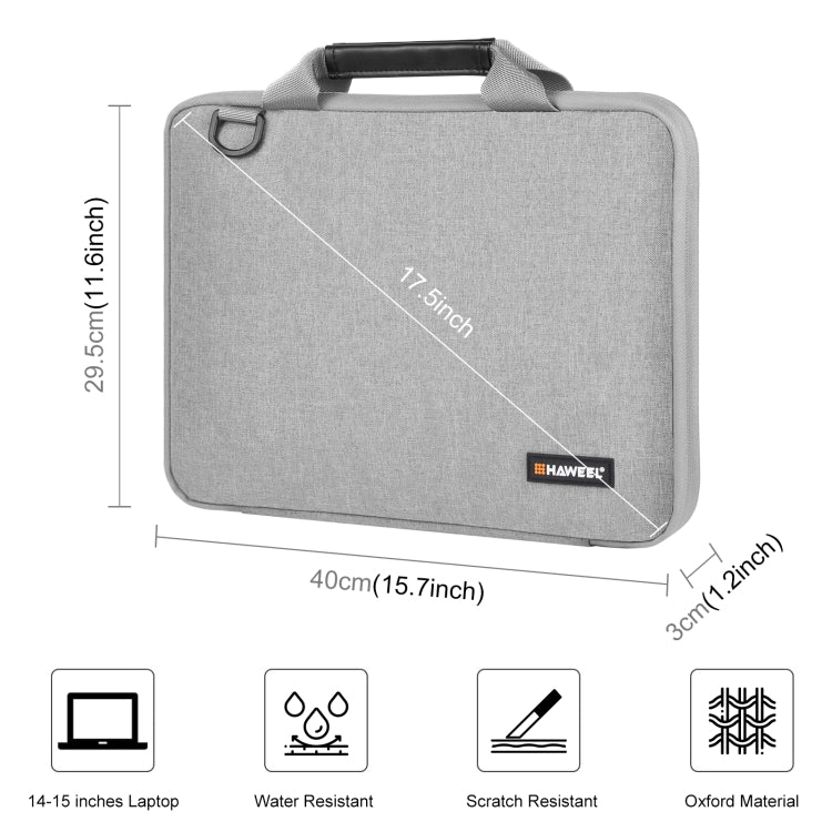 HAWEEL 14,0 Zoll - 16,0 Zoll Aktentasche Crossbody Laptop Tasche für Macbook, Lenovo Thinkpad, ASUS, HP (Grau)