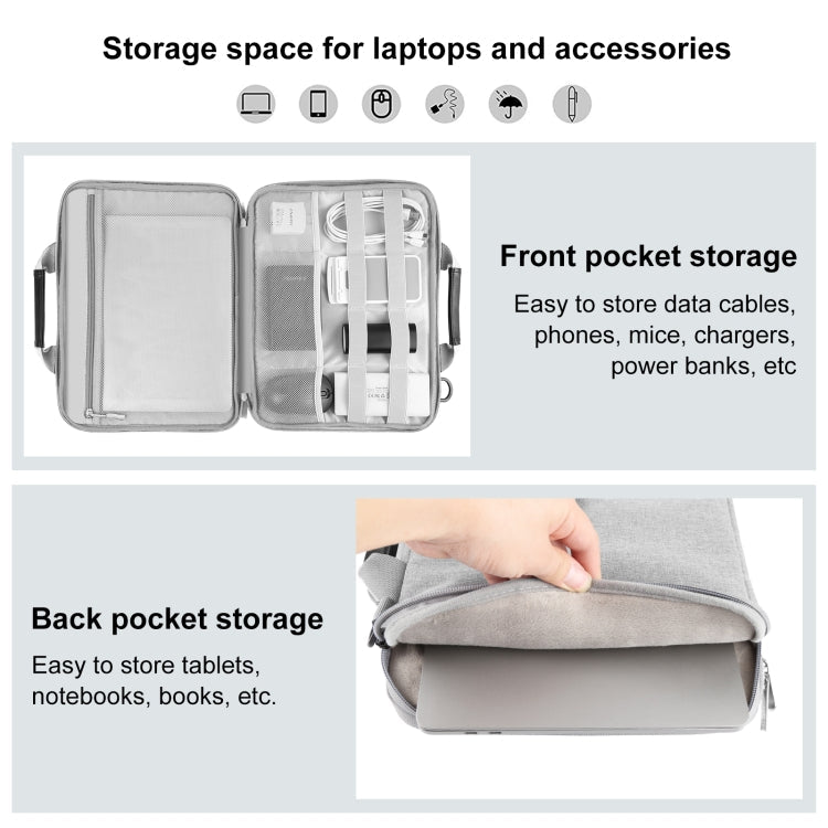 HAWEEL 14,0 Zoll - 16,0 Zoll Aktentasche Crossbody Laptop Tasche für Macbook, Lenovo Thinkpad, ASUS, HP (Grau)