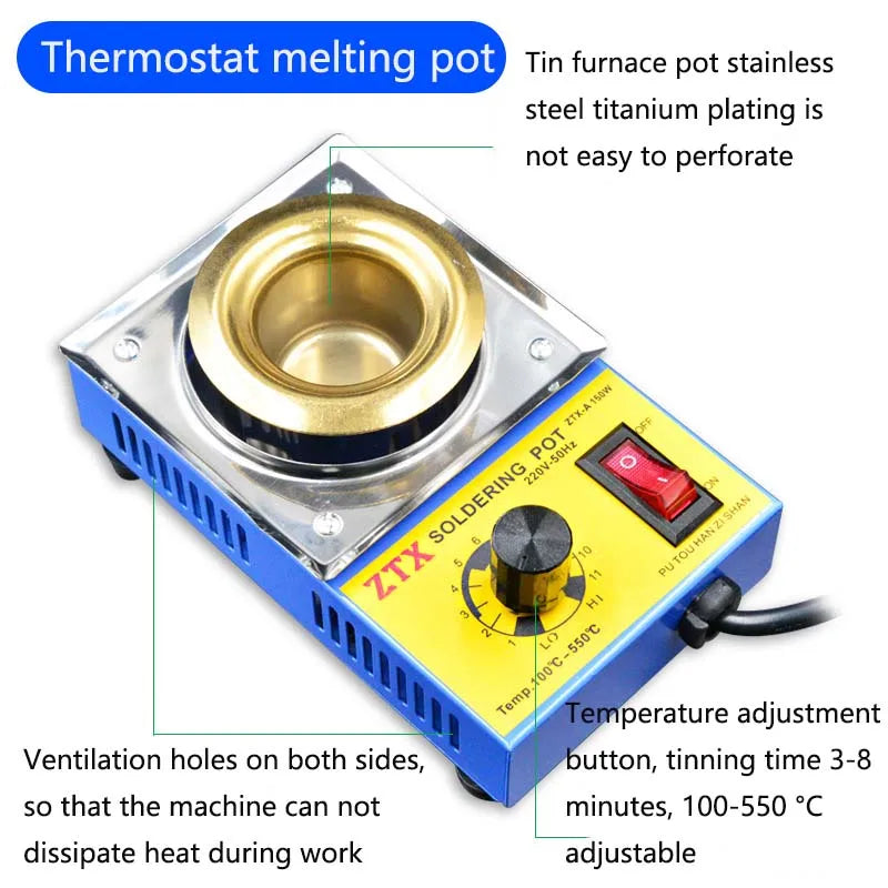 Verstellbarer Temperatur Zinn Schmelzofen Herd Topf - 220V, 150/160W - Essenzielle Werkzeuge mit EU-Stecker für verschiedene Schmelzbedürfnisse