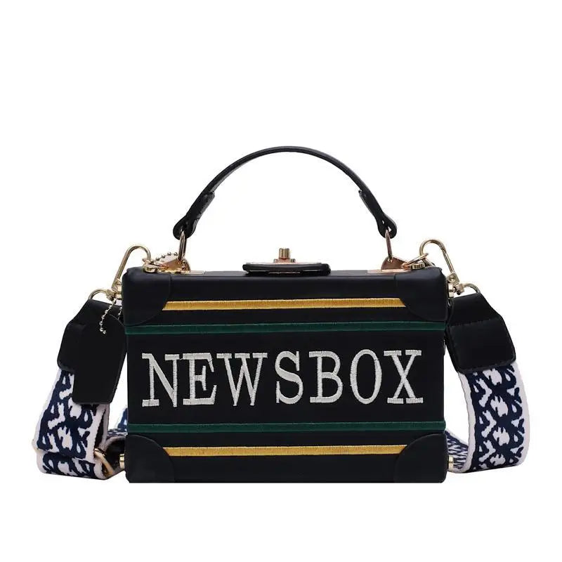 Retro Radio Box Stil Pu Leder Damen Handtasche Schultertasche Ketten Geldbörse Damen Umhängetasche Messenger Bag Klappenschultertasche