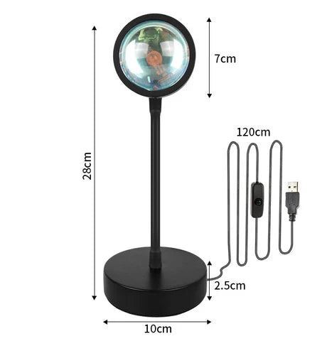 Sandsberg Sonnenuntergang Lampe | LED USB Projektor | Regenbogen Licht & Stimmungsbeleuchtung | Deko für Zuhause & Schlafzimmer