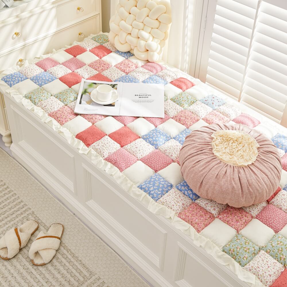 Handgefertigte Gemütliche Patchwork Blumen Puff Sofaabdeckung