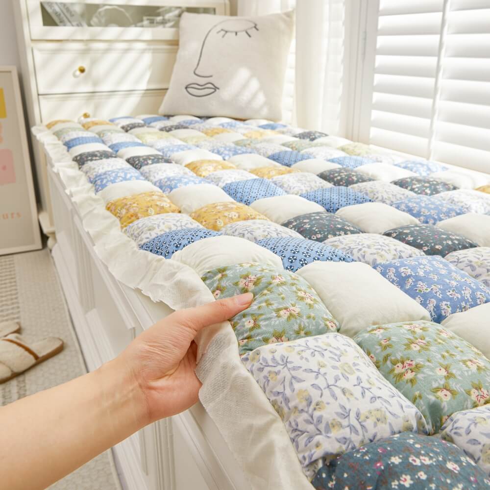 Handgefertigte Gemütliche Patchwork Blumen Puff Sofaabdeckung