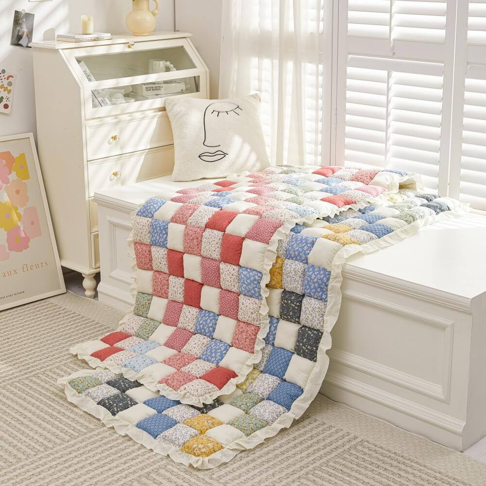 Handgefertigte Gemütliche Patchwork Blumen Puff Sofaabdeckung
