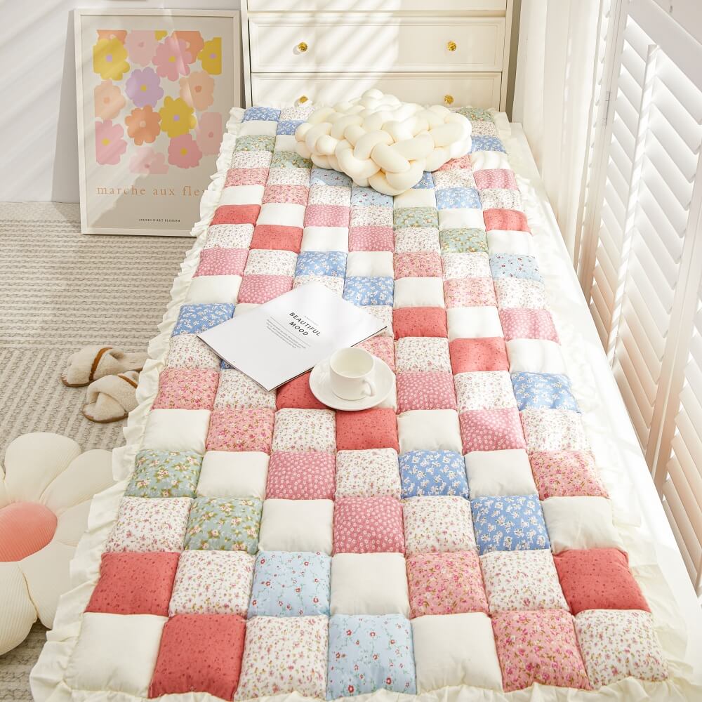 Handgefertigte Gemütliche Patchwork Blumen Puff Sofaabdeckung
