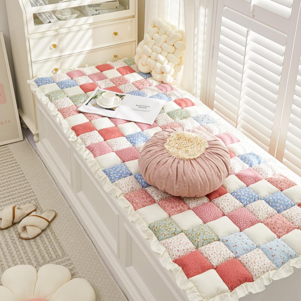 Handgefertigte Gemütliche Patchwork Blumen Puff Sofaabdeckung
