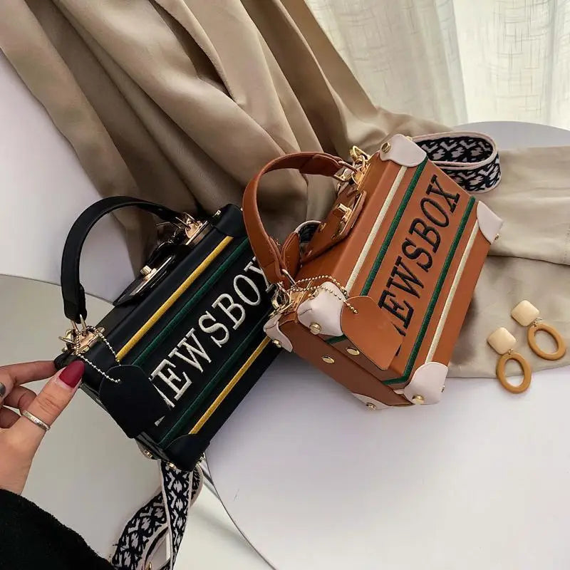 Retro Radio Box Stil Pu Leder Damen Handtasche Schultertasche Ketten Geldbörse Damen Umhängetasche Messenger Bag Klappenschultertasche