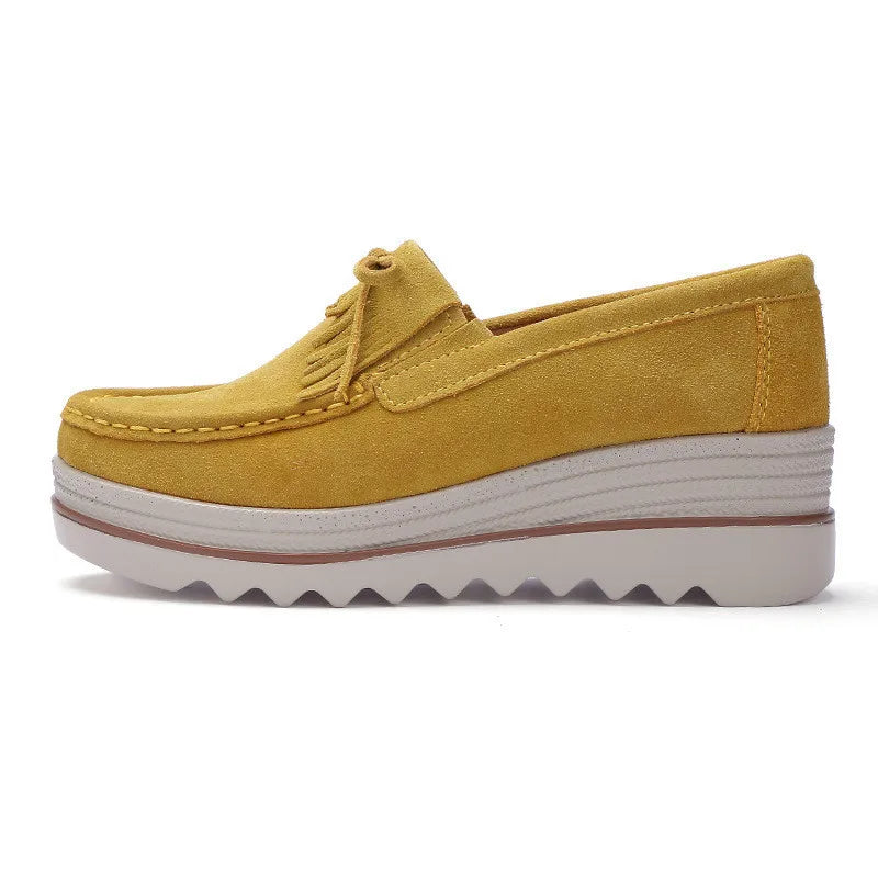 Frühling Frauen Flache Schuhe Plattform Sneaker Slip-On Flats Leder Wildleder Damen Slipper Freizeit Slipper