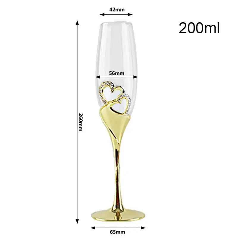 200 ml Kristall Champagnergläser Paar Hochzeitsgeschenk Partygläser Kristallgläser Barzubehör Weingläser Set mit goldenem Stiel