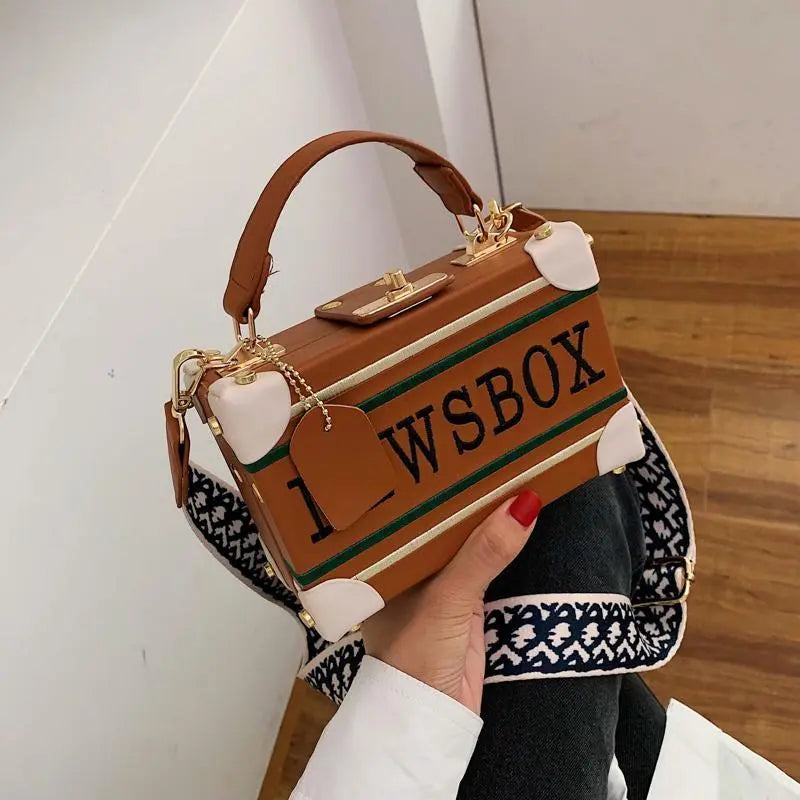 Retro Radio Box Stil Pu Leder Damen Handtasche Schultertasche Ketten Geldbörse Damen Umhängetasche Messenger Bag Klappenschultertasche